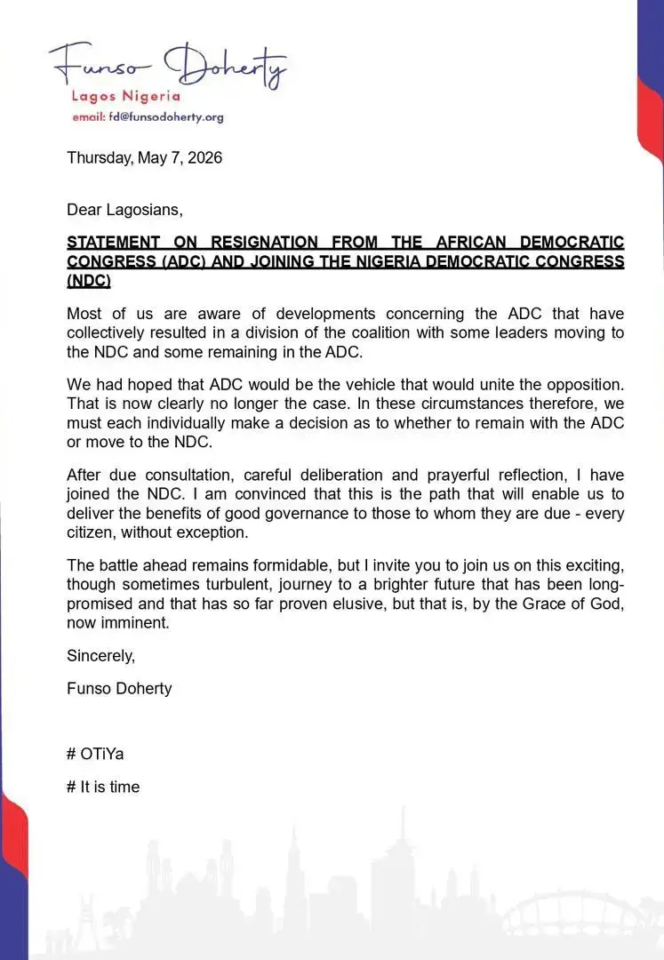 Page 1 of 1 of the signed statement