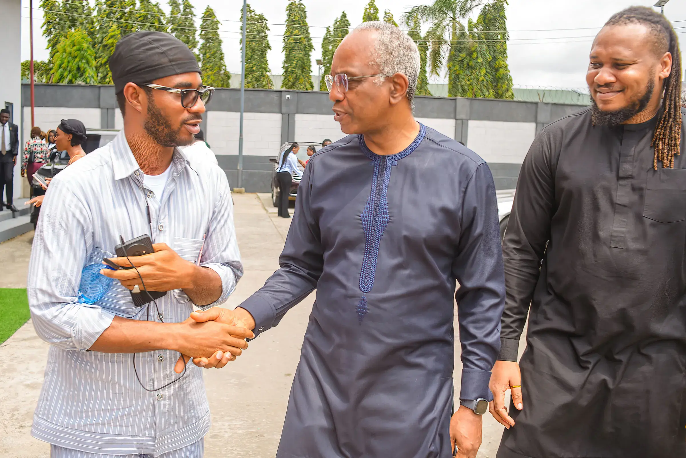 Funso Doherty with people at CCI Ikeja and the Arewa community meeting.