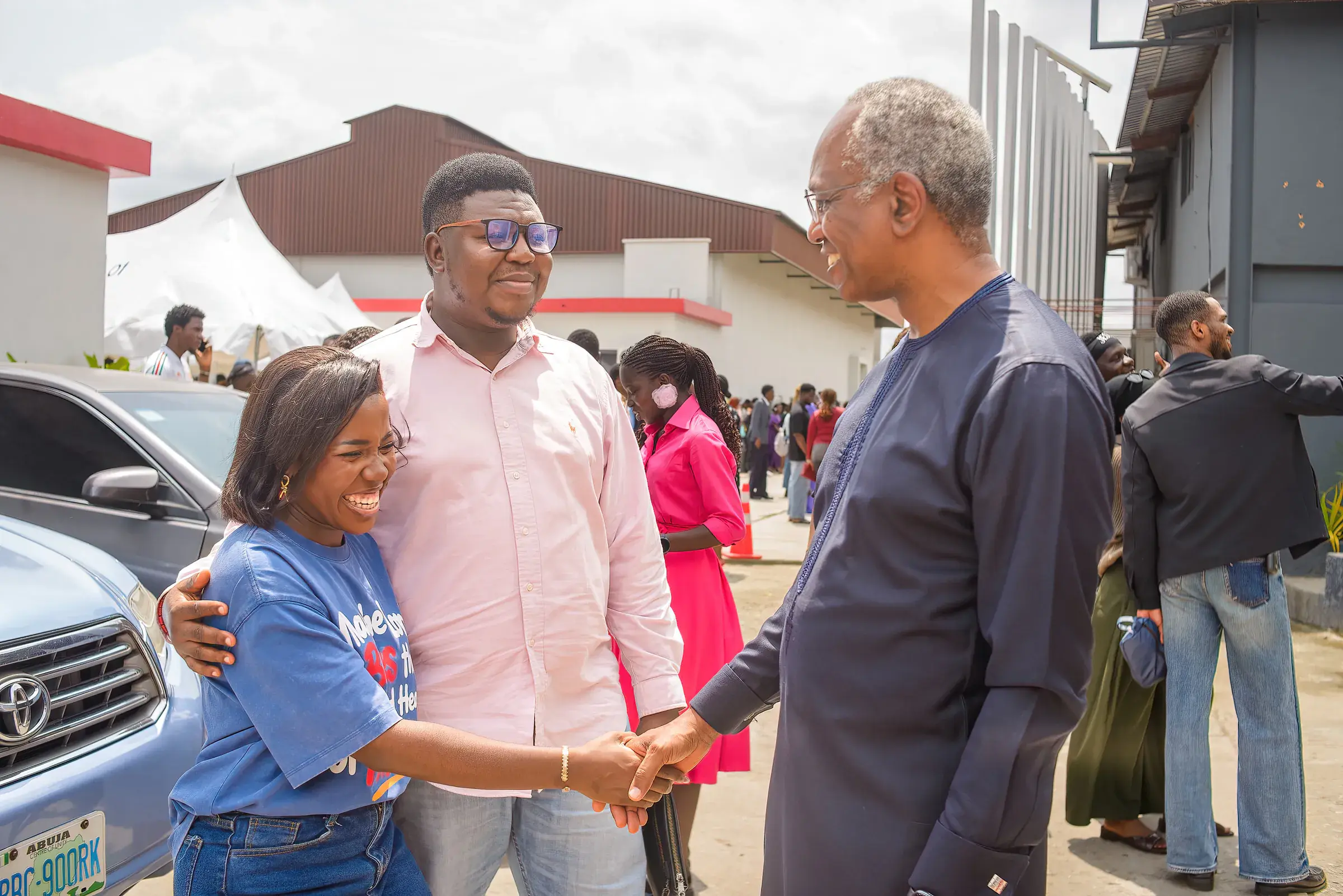 Funso Doherty with people at CCI Ikeja and the Arewa community meeting.