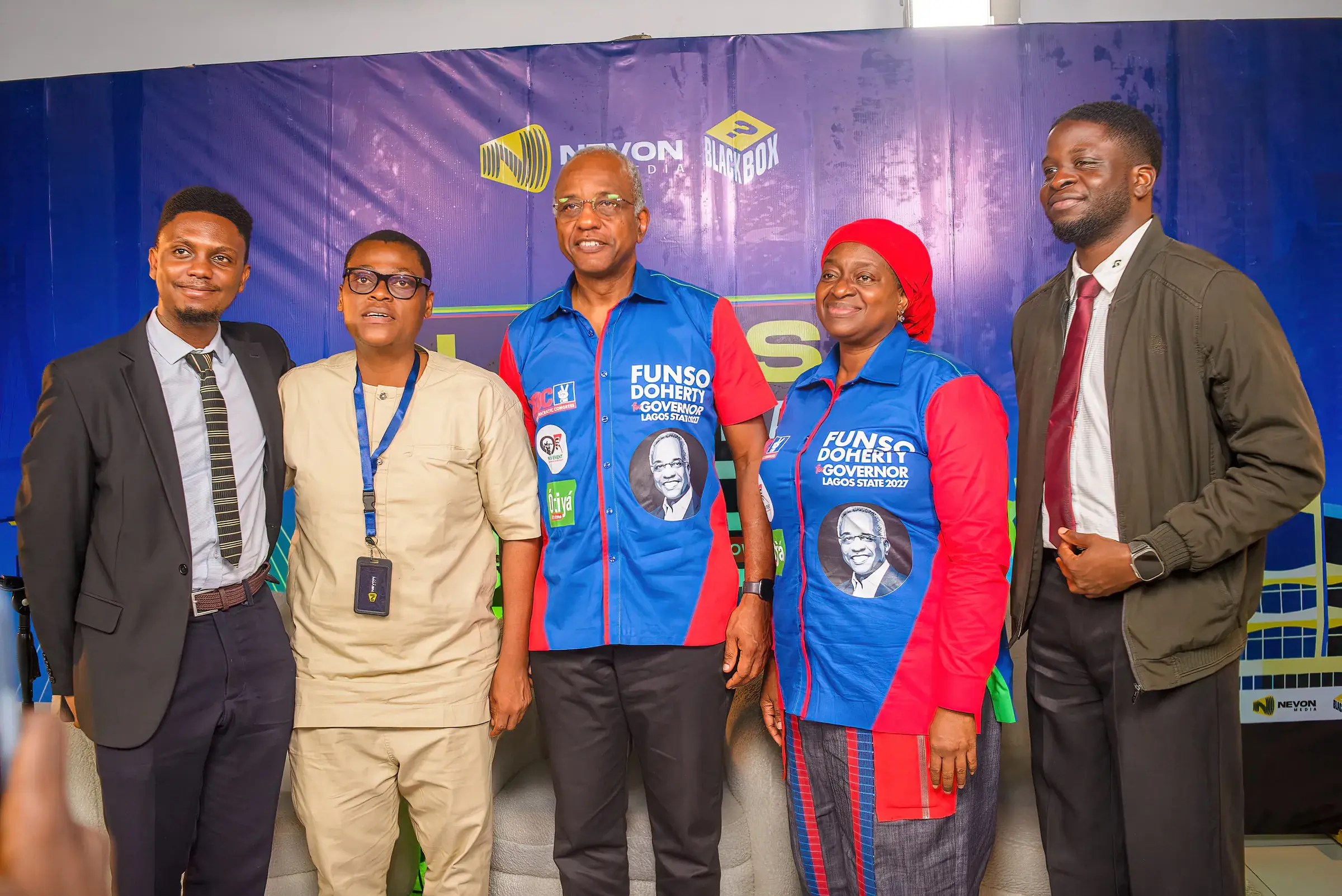 Funso Doherty with people at the Lagos Gubernatorial Series.