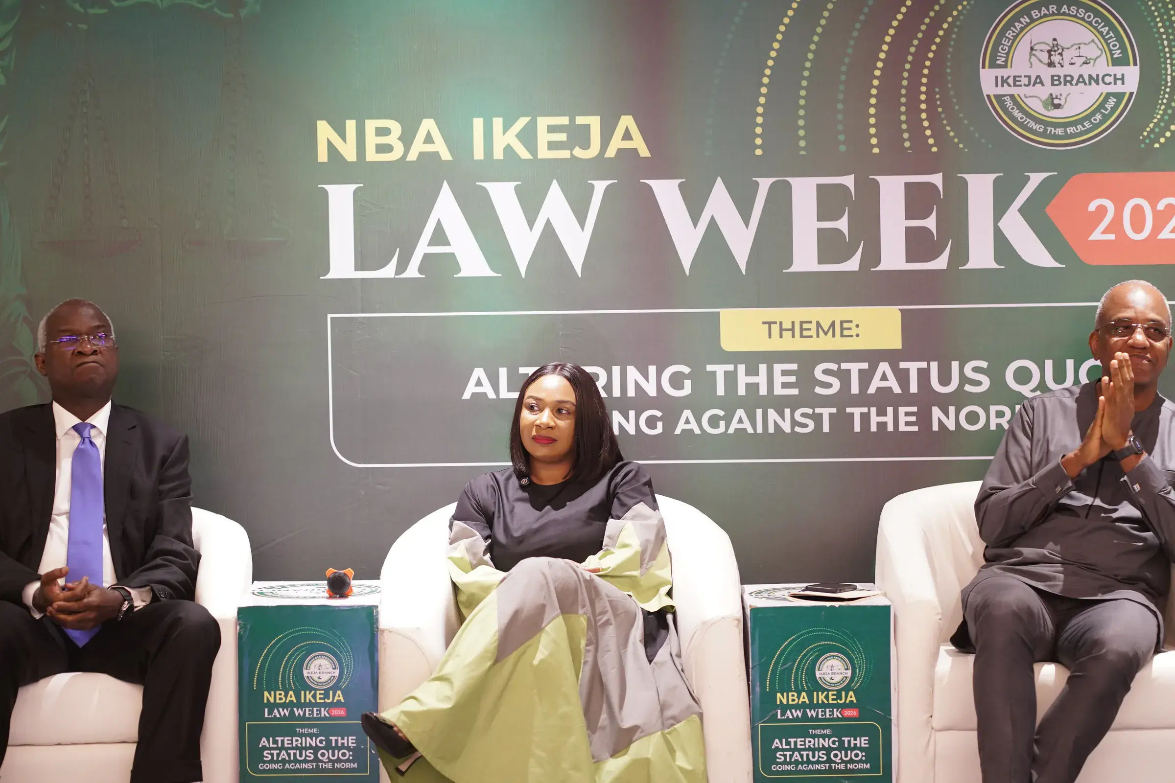 Funso Doherty with people at NBA Ikeja Law Week 2026.