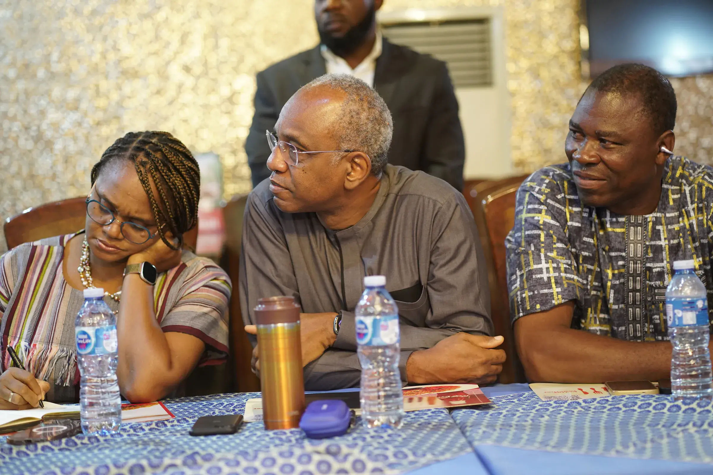 Funso Doherty and Orode Doherty at an NDC Lagos State executive meeting.