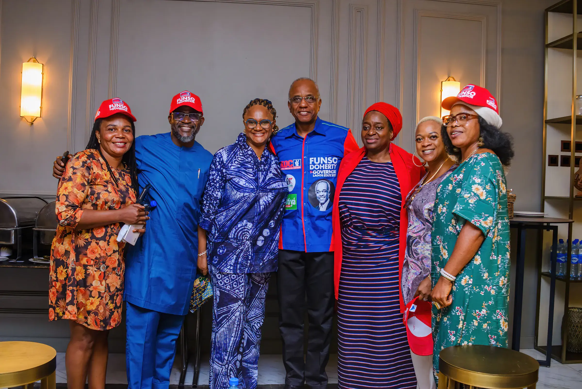 Funso Doherty and Orode Doherty with others at The Platform town hall.